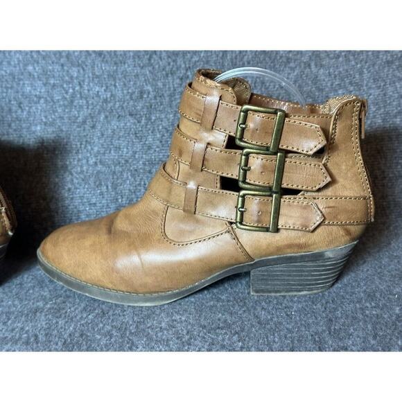 MUDD Boots Womens 7.5M Brown Tan Wallflower Ankle Buckle Western Cowgirl Y2K 90s - Picture 4 of 11